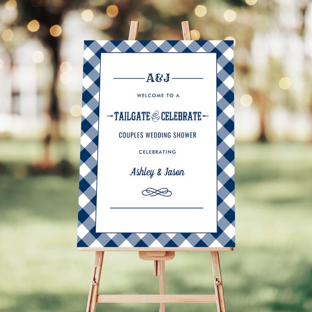Tailgate Celebrate Navy Wedding Shower Welcome Foam Board (Creator Uploaded)