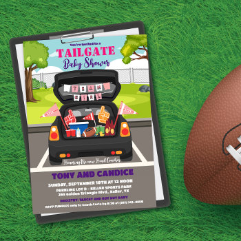 Tailgate Football Baby Shower Couples Shower Invitation by PaperandPomp at Zazzle