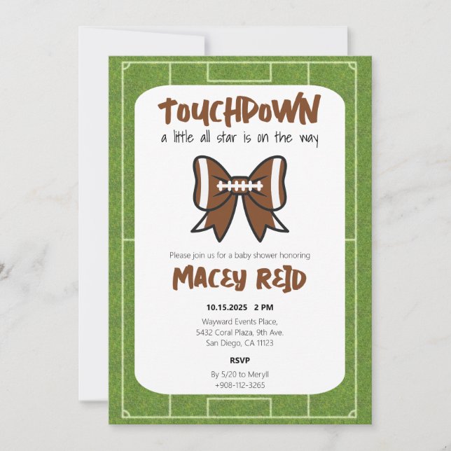 Tailgate Football Baby Shower Invitation (Front)