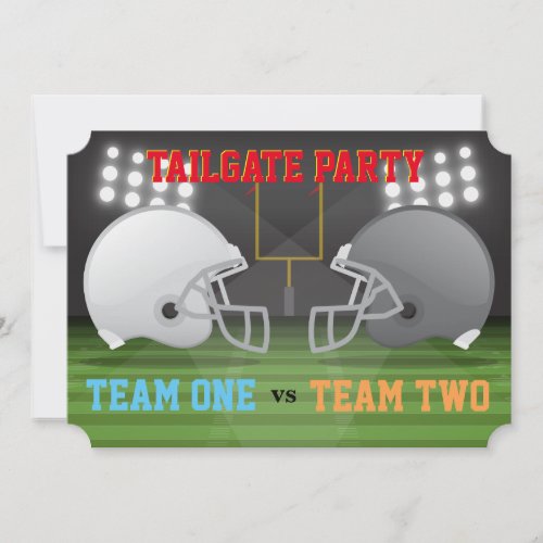Tailgate Football Helmets USA Ribs Wings Party 4 Invitation