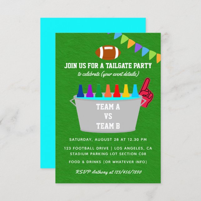Tailgate Football Match Party Invite (Front/Back)