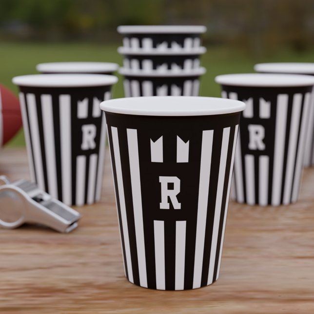 Tailgate Party Football Referee Stripes Paper Cups (Creator Uploaded)