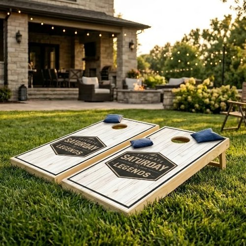 Tailgate Saturday Legend White Wood Cornhole Board Set