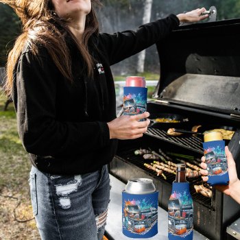 Tailgate Time Cowboy Cooking On Bbq Pit Custom Can Cooler by RODEODAYS at Zazzle