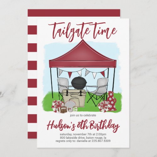 Tailgate Time Football Birthday ANY COLOR COMBO Invitation