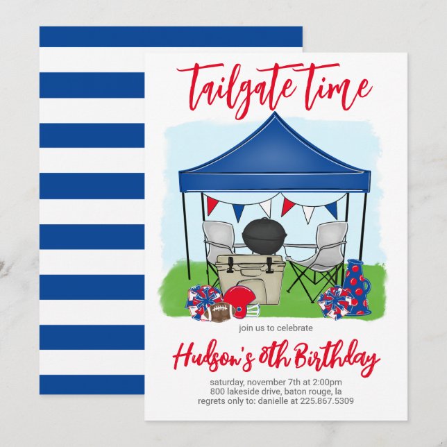 Tailgate Time Football Birthday Invitation (Front/Back)