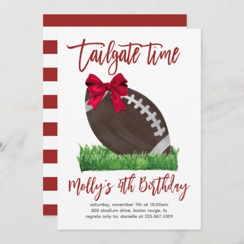 Tailgate Time Girl Football Birthday Invitation