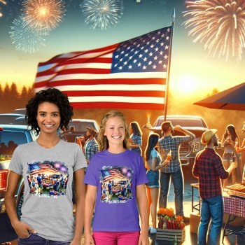 Tailgate Time Party Truck Fireworks Flag Custom T-shirt by RODEODAYS at Zazzle