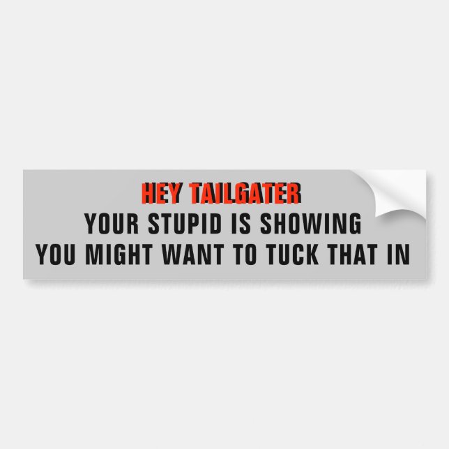 Tailgater , Your Stupid is Showing Bumper Sticker (Front)