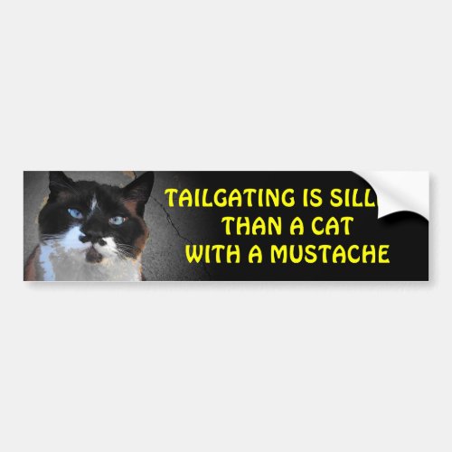 Tailgating is Sillier Than A Cat With A Mustache Bumper Sticker