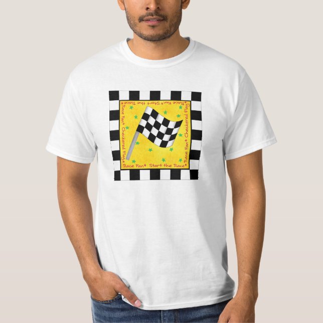 Tailgating Race Fan Checkered Flag Custom T-Shirt (Front)