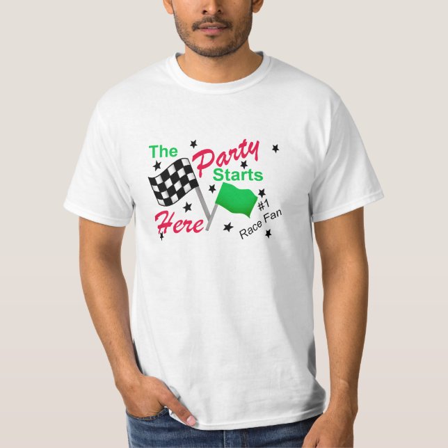 Tailgating Race Party Checkered Flag Custom T-Shirt (Front)