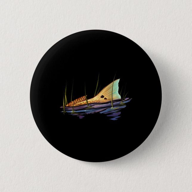 Tailing Redfish Red Drum Fish Shirt Redfish Tail  Button (Front)