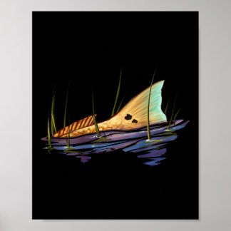 Tailing Redfish Red Drum Fish Shirt Redfish Tail Poster