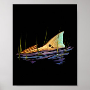Tailing Redfish Red Drum Fish Shirt Redfish Tail Poster