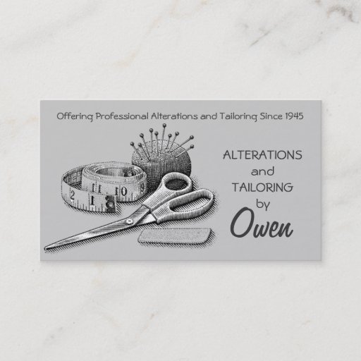 Customizable Tailor, Alterations, Tailoring, Seamstress, Tailor Business Card