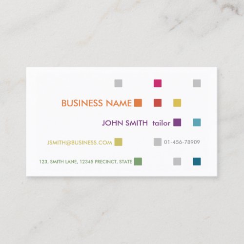 Tailor Business Card Bright Squares