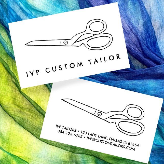 Tailor Fabric Scissors Chic Line Drawing CUSTOM Business Card (Tailor Fabric Scissors Chic Line Drawing CUSTOM Business Card
)