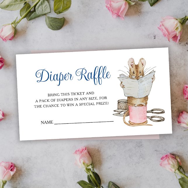 Tailor Mouse Baby Shower Diaper Raffle Enclosure Card (Creator Uploaded)