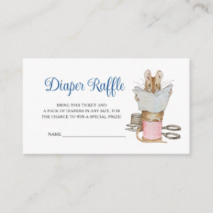 Tailor Mouse Baby Shower Diaper Raffle Enclosure Card