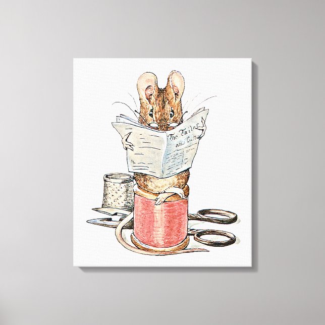 Tailor Mouse on Spool of Thread Canvas Print (Front)
