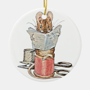 Tailor Mouse on Spool of Thread Ceramic Ornament