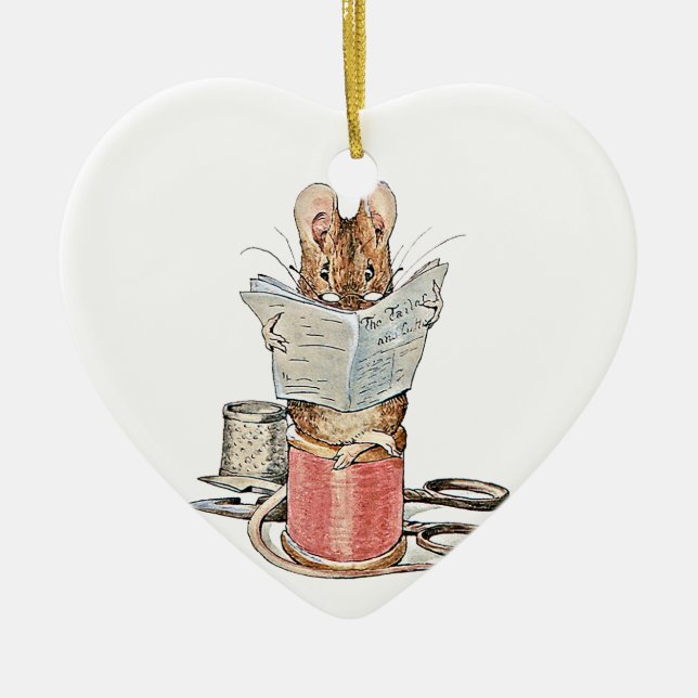 Tailor Mouse on Spool of Thread Ceramic Ornament (Front)