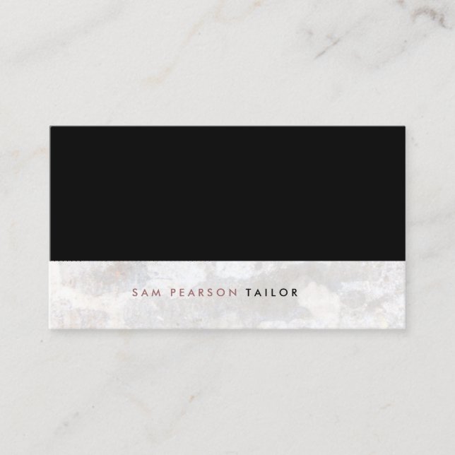Tailor Simple Elegant Black Top Grunge Business Card (Front)