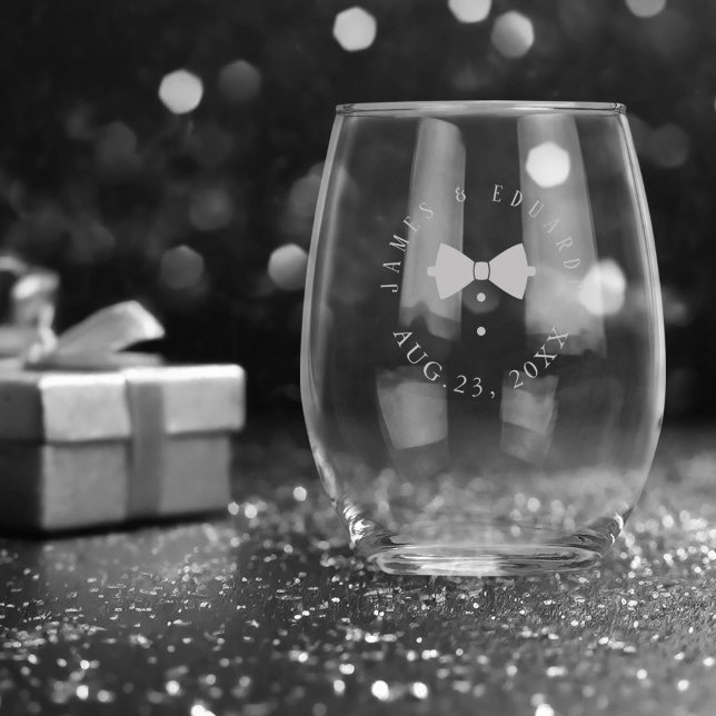 Tailored Black Bow Tie Wedding ID1090 Wine Glass (Creator Uploaded)