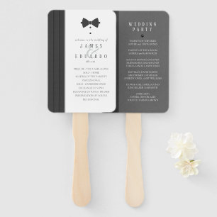 Tailored Black & White Wedding Program ID1090 Hand Fan