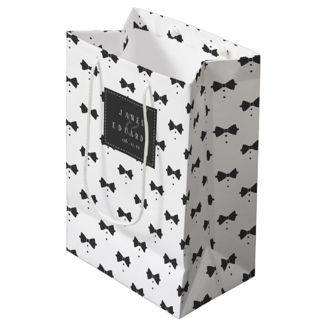 Tailored Bow Tie & Buttons Pattern ID1090 Medium Gift Bag (Front Angled)