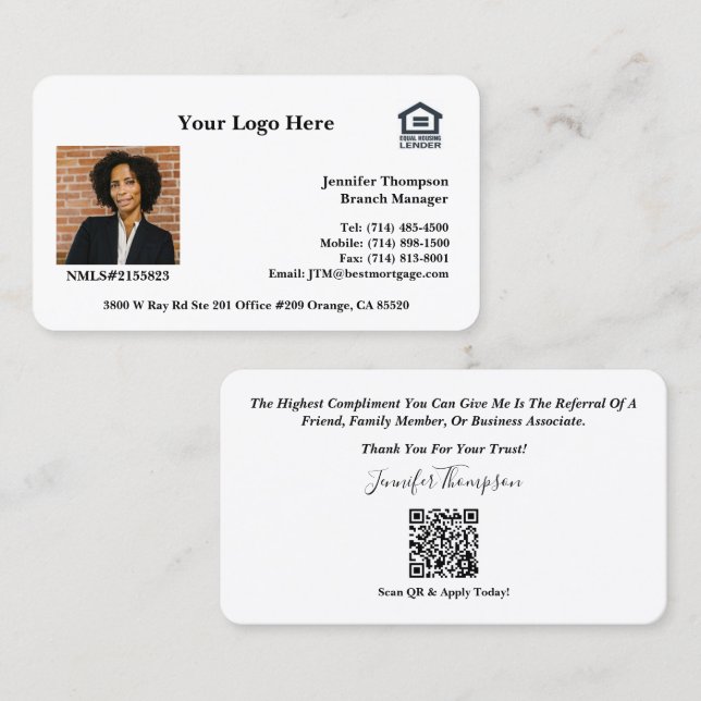 Tailored Business Cards for Realtors, Loan Officer (Front/Back)