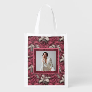 Tailored Pink Lilies Accent Girl’S Birthday Grocery Bag