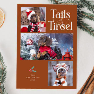 Tails & Tinsel Dog Photo Terracotta Christmas Holiday Card