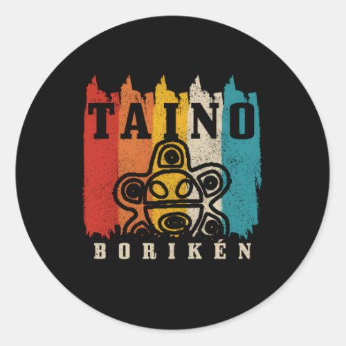 Taino Boriken Sun Puerto Rico Taina Boricua Classic Round Sticker