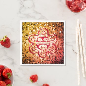Taino Sun Paper Napkins (red/gold) by BanYaCollection at Zazzle