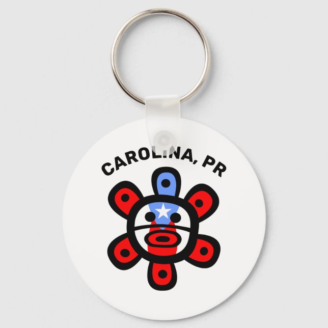 Taino Sun Puerto Rico Flag Custom Town Keychain (Front)
