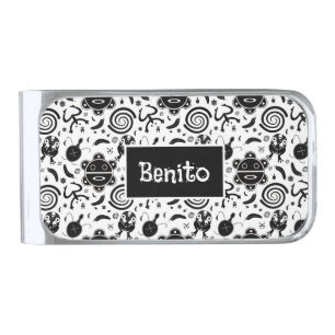 Taino Symbols Puerto Rico Culture Silver Finish Money Clip