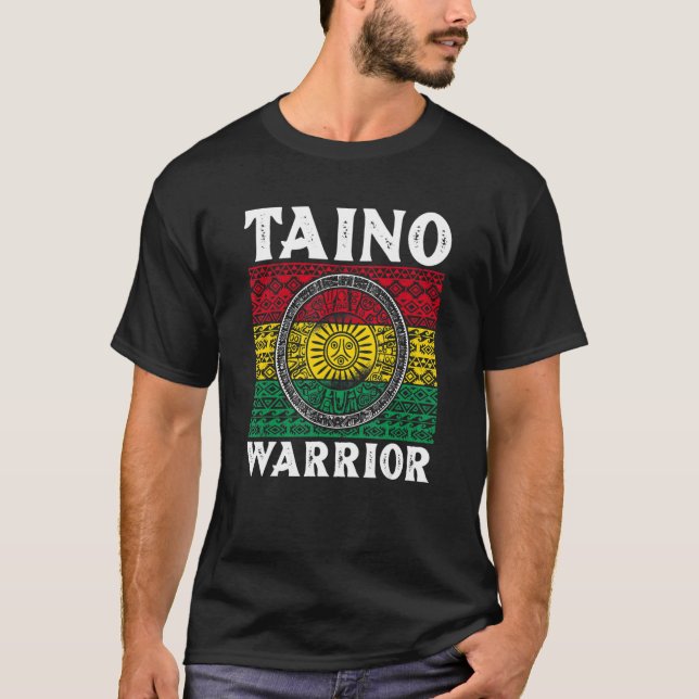 Taino Warrior Flag Traditional Symbol T-Shirt (Front)
