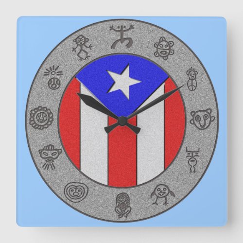 Taino Wheel Square Wall Clock