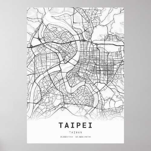 Taipei Cartography City Map Poster