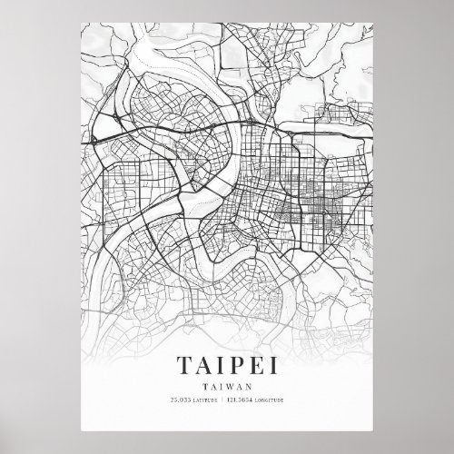 Taipei City Map Poster