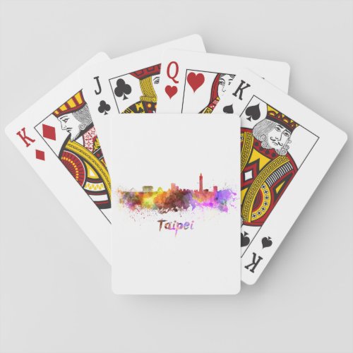 Taipei skyline in watercolor poker cards
