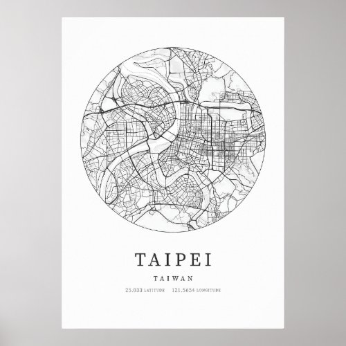 Taipei Taiwan City Map Poster