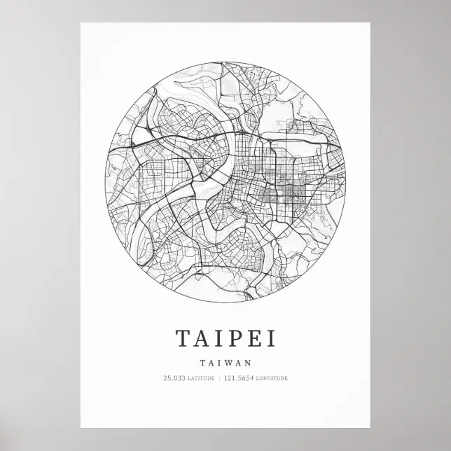 Taipei Taiwan City Map Poster | Zazzle