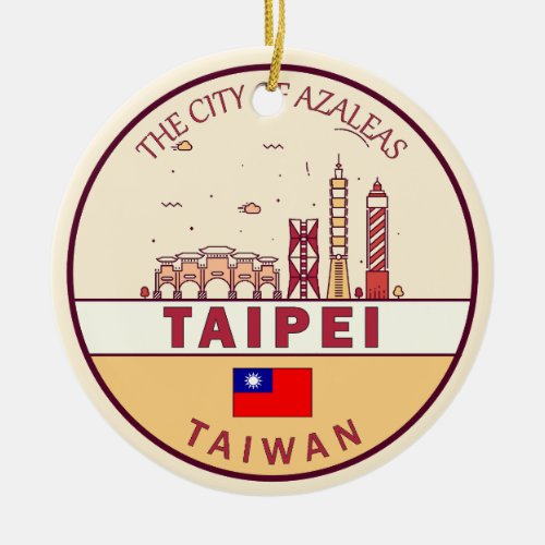 Taipei Taiwan City Skyline Emblem Ceramic Ornament