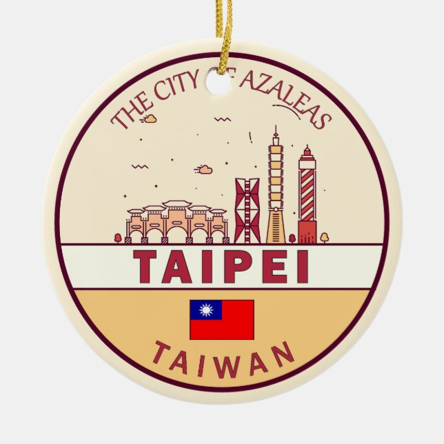Taipei Taiwan City Skyline Emblem Ceramic Ornament (Front)
