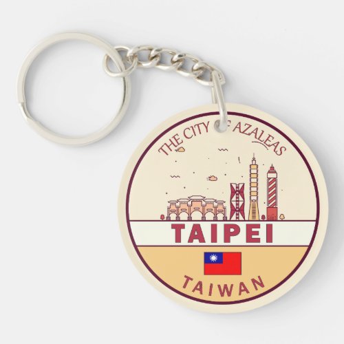 Taipei Taiwan City Skyline Emblem Keychain