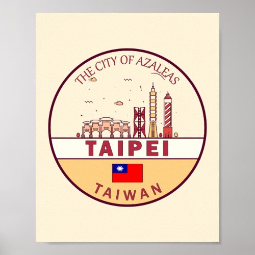 Taipei Taiwan City Skyline Emblem Poster