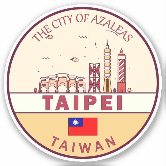 Taipei Taiwan City Skyline Emblem Sticker (Front)
